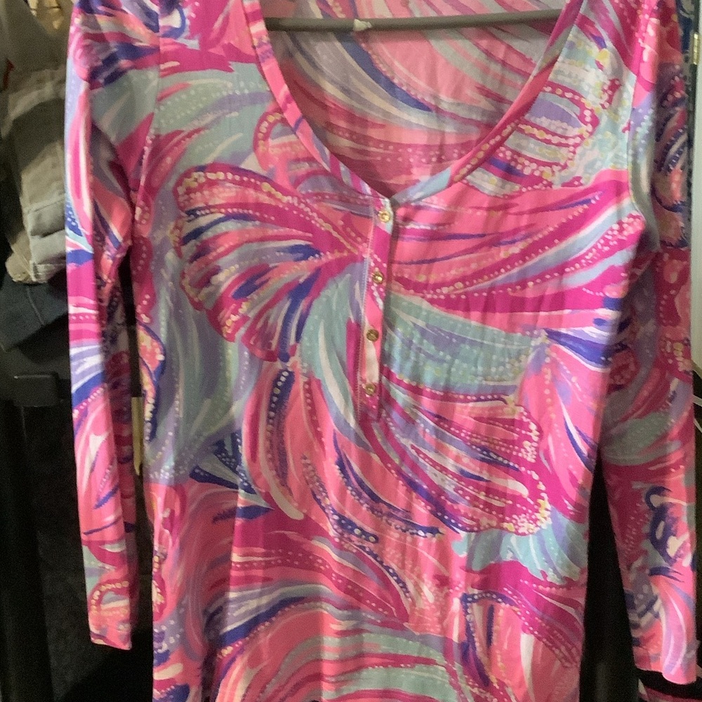 Lilly Pulitzer Pink and Purple Swirl Blouse